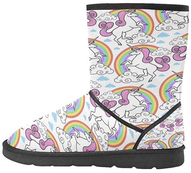 INTERESTPRINT Unicorn Snow Boots Fashion Shoes for Men