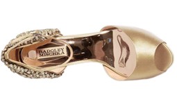 badgley mischka vanity champagne heels top view