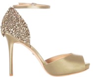 badgley mischka vanity champagne heels side view