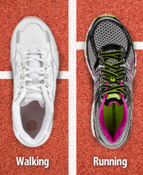 walking shoes vs running shoes