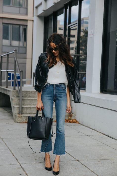flared jeans pumps